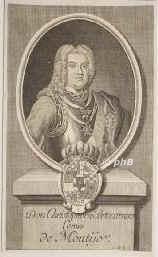 Montijo, Cristbal Gregorio  Portocarrero, 5.conde de, 1693 - 1763, , Madrid, Spanischer Staatsmann u. Diplomat. Gesandter in London, Oberhofmeister der Knigin., Portrait, KUPFERSTICH:, J. M. B[ernigeroth] sc.