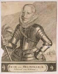 Heemskerck, Jacob van, 1567 - 1607, , , Hollndischer Admiral und Weltreisender., Portrait, KUPFERSTICH der Zeit:, ohne Adresse
