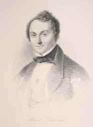 Lortzing, (Gustav) Albert, 1801 - 1851, Berlin, Berlin, Opernkomponist, Schauspieler u. Snger. Dsseldorf, Aachen, 1823 in Detmold, Osnabrck, 183345 in Leipzig, Hamburg, 184649 Kapellmeister in Wien, 1850 Kapellmeister am neugegrndeten FriedrichWilhelmstdtischen Theater in Berlin.  Schpfer der volkstmlichen komischen deutschen Oper., Portrait, STAHLSTICH:, [Andrew Duncan sc.]