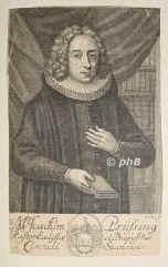 Prssing, Joachim,  - 1720, , , Lutherischer Theologe. Propst in Schwaan (Mecklenburg)., Portrait, KUPFERSTICH:, Mentzel sc.