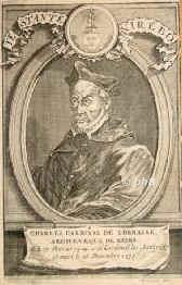 LOTHRINGEN: Charles de Lorraine, Duc de Chevreuse, Cardinal de Guise, 1524 - 1574, Joinville, Avignon, Zweiter Sohn von Duc Claude de Guise (1496–1550) u. Antoinette de Bourbon–Vendôme (1493–1583). – Erzbischof von Reims. 1547 Kardinal., Portrait, RADIERUNG:, Harrewyn fec.