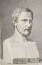 Demosthenes,  - , , , [ in Bearbeitung ], Portrait, STAHLSTICH:, italienisch, um 1850