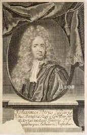 Ludewig, Johann Peter von, 1668 - 1743, Hohenhard bei Schwbisch Hall, Halle, Jurist, Historiker. Prof. und 1721 Kanzler der Universitt Halle, 1741 Kanzler der Regierung in Magdeburg., Portrait, KUPFERSTICH:, [Bernigeroth sc.]