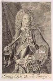 Thngen, Hans Karl Graf von, 1648 - 1708, , Speyer, Kaiserl. Feldmarschall. 1676 Kommandant in Wrzburg, 1689 vor Bonn und Mainz, 1690 Kurfrstlich Mainzischer Generalfeldzeugmeister, 1698 Kommandant von Philippsburg, 1702 von Landau, 1704 Donauwrth, nahm Ulm, Landau, Trier, Trarbach., Portrait, KUPFERSTICH der Zeit:, ohne Adresse