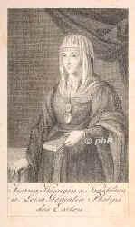 SPANIEN: Johanna die Wahnsinnige (Juana la Loca), Knigin von Spanien, 1479 - 1555, Toledo, Tordesillas (Schlo) (Valladolid) [als Staatsgefangene], Tochter von Ferdinand II. dem Katholischen (14521516) aus 1.Ehe mit Isabel I. von Kastilien (14511504); vermhlt 1496 mit Philipp von Habsburg, spter Knig Felipe I. von Spanien (14781506), Sohn von Kaiser Maximilian I.  Wurde durch den Tod ihrer Geschwister Erbin Spaniens u. nach dem Tod ihrer Mutter 1504 Knigin von Kastilien.  Nach dem Tod ihres Gemahls (1506) geisteskrank., Portrait, KUPFERSTICH:, ohne Adresse, um 1820