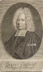 Lenfant, Jacques, 1661 - 1728, Bazoche, Berlin, Historiker. Prediger der franzsischen Gemeinde in Heidelberg, 1689 in Berlin. Hofprediger der Knigin Sophie Charlotte. Mitglied der Akademie der Wissenschaften u. des Rates fr die franzs. Auswanderung., Portrait, KUPFERSTICH:, [Bernigeroth sc.]