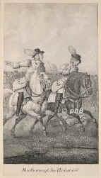 Churchill, John, 1689 Earl, 1702 1.Duke of Marlborough, 1650 - 1722, Ashe bei Musbury (Devonshire), Crawbourne Lodge bei Windsor, Engl. Feldherr und Staatsmann. 170211 leitender Minister der Knigin Anna u. Oberbefehlshaber der brit.nierderlnd. Armee im Span. Erbfolgekrieg. Eroberte 1703 Bonn, im Kurfrstentum Kln, schlug 1704 die Bayern bei Donauwrth, siegte bei Hochstdt, erhielt vom Kaiser das Frstentum Mindelheim, wurde 1716 schwachsinnig.  > Marlborough, John Churchill, Portrait, LITHOGRAPHIE:, ohne Adresse,  um 1830