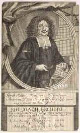 Becher, Johann Joachim, 1635 - 1682, Speyer, London, Chemiker, Alchimist, Montanist, Mediziner, Kameralist und bayerischer Kolonialpolitiker. Mannheim, Mainz (Leibarzt des Kurfrsten Johann Philipp v. Schnborn), Mnchen, Wien, Amsterdam., Portrait, KUPFERSTICH der Zeit:, ohne Adresse