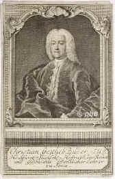 Buder, Christoph Gottlieb, 1693 - 1763, Kittlitz (Oberlausitz), Jena, Jurist u. Historiker, 1722 Universitts-Bibliothekar, 1730 Professor des Staats u. Lehnsrechts in Jena., Portrait, KUPFERSTICH:, Sysang sc. [1753]