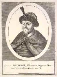 RUSSLAND: Michael (Mikhail Fedorovich Romanov), Zar von Ruland, 1596 - 1645, , , Regent 161345. Dynastie Romanow. Sohn von Wladimir Timofejewitsch Frst Romanow u. Maria Wassilijewna Frstin Barbaschina; vermhlt 1) mit Maria Vladimirovna Dolgorukova (+1626); 2) mit Evdokia Lukianova Streschneva (16081645), Mutter des Thronerben Zar Alexei Michailovich (16291678).  Begrnder der RomanowDynastie., Portrait, KUPFERSTICH:, [Merian exc., um 1650]