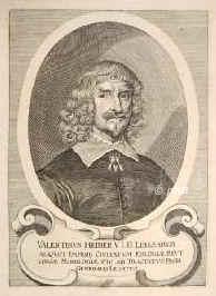 Heider, Valentin, 1605 - 1664, Lindau, Lindau, Jurist. 1634 Syndicus von Lindau. 1645 Gesandter der Stdte Lindau, Kempten, Elingen, Schwbisch Hall, Nrdlingen, Weienburg und Leutkirch zum Westflischen Frieden in Osnabrck. Wrttembergischer Hofrat., Portrait, KUPFERSTICH:, [Merian sc.]