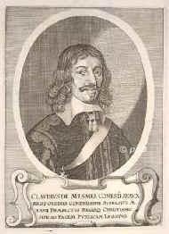 Avaux, Claude de Mesmes, comte d', 1595 - 1650, , Paris, Franz. Staatsmann u. Diplomat, Surintendant des Finances. 1634 Gesandter in Stockholm, Kopenhagen, Kln, Warschau, 1637 im Reich (Residenz in Hamburg), 1643 zum Westfl. Frieden in Osnabrck u. Mnster., Portrait, KUPFERSTICH:, [Merian exc. 1652]