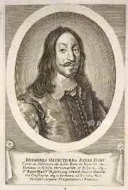 Oxenstierna, Johann Graf, 1611 - 1657, Stockholm, Wismar, Schwedischer Staatsmann. 1639 Reichsrat, Gesandter in Osnabrck, 1654 Reichsmarschall und Kanzler der Universitt Greifswald, 1655 Prsident des Oberappellationsgerichts in Wismar., Portrait, KUPFERSTICH:, [Merian sc.]