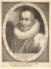 Ortenburg, Joachim Graf von, 1530 - 1600, , Nrnberg, Regierte seit 1551 in Ortenburg bei Vilshofen. Fhrte 1563 in seiner Grafschaft die Reformation ein. Gelehrter., Portrait, KUPFERSTICH:, [D. Custos sc.] 1599.