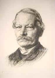 Freytag, Gustav, 1816 - 1895, Kreuzburg (Schlesien), Wiesbaden, Deutscher Schriftsteller. Redakteur, Theoretiker des Dramas. 186770 thring. Abgeordneter im Norddeutschen Reichstag. 1854 Hofrat. Breslau, Berlin, Dresden, Leipzig, auf Gut Siebleben bei Gotha, Portrait, RADIERUNG:, Stauffer Bern pinx sculps [18]87.