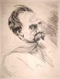 Nietzsche, Friedrich Wilhelm, 1854 - 1900, Rcken bei Ltzen, Weimar, Deutscher Philosoph., Portrait, RADIERUNG:, Karl Bauer sc.