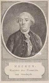 Necker, Jacques, 1732 - 1804, Genf, Coppet, Französicher Finanzminister. Bankier., Portrait, PUNKTIERSTICH der Zeit:, holländisch, ohne Adresse