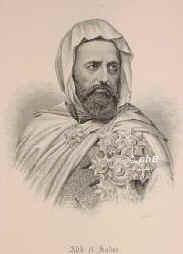 Abd el-Kader, 1808 - 1883, Mascara (Algerien), Damaskus, Arabischer Emir. 1830 Fhrer algerischer Berberstmme gegen die Franzosen, floh 1842 nach Marokko, 1847-52 in Frankreich inhaftiert., Portrait, STAHLSTICH:, V. Froer sc.,  um 1845.