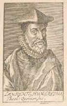 Humphrey, Lawrence (lat. Laurentius Humfredus), um 1527 - 1590, Newport Pagnel (Buckinghamshire), Oxford, Englischer puritanischer Theologe. 1560 Professor in Oxford, 1571 Dekan in Gloucester, 1580 in Winchester., Portrait, KUPFERSTICH:, ohne Adresse