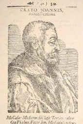 Crato (1567 von Crafftheim), Johannes (eig. J. Krafft), 1519 - 1585, Breslau, Breslau, Arzt, Leibarzt der Kaiser Ferdinand I. und Maximilian II. u. Rudolf II. in Wien und Prag, Stadtphysikus und Pestarzt in Breslau. Whrend seines Studium in Wittenberg 6 Jahre Tischgenose Luthers., Portrait, HOLZSCHNITT:, [Tob. Stimmer fec.]