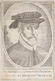 Capivaccio (Capo di Vacca), Hieronymus (Girolamo),  - 1589, , , Arzt, Anatom. Professor in Padua (Lehrer des Caspar Bauhin), Portrait, KUPFERSTICH:, H. David fec.
