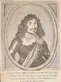 Souches, Louis Raduit de, 1608 - 1683, , , Kaiserl. Feldmarschall, Verteidiger Brnns 1645, belagerte Thorn 1657, eroberte 1659 Greifenhagen, Demmin und Stettin., Portrait, KUPFERSTICH:, [Merian exc.]