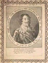 Salm, Otto Ludwig Graf zu, Wild- u. Rheingraf zu Kyrburg, 1597 - 1634, , Speyer, Schwedischer General im Dreiigjhr. Krieg, Gouverneur im Elsa, Kommandant am Oberrhein, eroberte 1631 Simmern, Bacharach, Kaub, Boppart und Oberwesel, kmpfte 1632 bei Veldenz, eroberte Kirchberg, Frankenthal, Gebweiler, Ruffach, Thann, Freiburg., Portrait, KUPFERSTICH:, [Merian sc.]