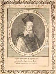 AUGSBURG: Heinrich von Knöringen, Fürstbischof von Augsburg 1598-1646, 1570 - 1646, , Dillingen, Hauptförderer der Jesuiten und der katholischen Restitution., Portrait, KUPFERSTICH:, [Merian exc.]