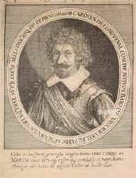 Bucquoi (Bucquoy) Carl Bonaventura, Herr von Longueval, Graf von, 1571 - 1621, Arras, vor Neuhäusel Ungarn [gefallen], Spanischer u. kaiserl. Heerfüher, bis 1618 in den Niederlanden unter Erzherzog Albrecht, 1613 Grand Bailli des Hennegau, seit 1618 in kaiserl. Diensten in Böhmen u. Mähren., Portrait, KUPFERSTICH:, [Merian exc.]