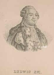 FRANKREICH: Ludwig (Louis) XVI., Knig von Frankreich, 1754 - 1793, Versailles, Paris [guillotiniert], Regent 177492. ltester berlebender Sohn des Dauphin Louis (17291765) aus 2.Ehe mit Josepha von SachsenPolen (17311767); vermhlt 1770 mit Erzherzogin Marie Antoinette von sterreich (17551793), Tochter der Kaiserin Maria Theresia.  Enkel u. Nachfolger von Knig Ludwig XV. (17101774)., Portrait, LITHOGRAPHIE:, [A. Hansen sc.]