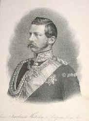 BRANDENBURG-PREUSSEN: Wilhelm I., Knig von Preuen u. Deutscher Kaiser, 1797 - 1888, Berlin, Berlin, Regent 186188. Zweiter Sohn von Knig Friedrich Wilhelm III. (17701840) u. Luise von MecklenburgStrelitz (17761810); vermhlt 1829 mit Auguste von SachsenWeimar (18111890).  Jngerer Bruder von Knig Friedrich Wilhelm IV. (17951861), dem er nachfolgt u. fr den er seit 1858 die Regentschaft fhrte. Berief Bismarck 1862 zum preu. Ministerprsidenten. 1871 in Versailles zum ersten Deutschen Kaiser proklamiert., Portrait, LITHOGRAPHIE:, ohne Adresse