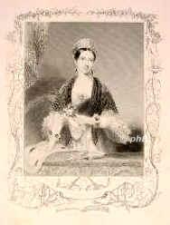 ENGLAND: Victoria (Alexandrina Victoria), Knigin von Grobritannien u. Irland, 1877 Kaiserin von Indien, 1819 - 1901, Kensington Palace, Osborne House (Isle of Wight), Regentin 18371901. Tochter von Georgs III. jngerem Sohn Edward Augustus, Duke of Kent (17671820) u. Viktoria Mary von SachsenCoburgSaalfeld (17861861); vermhlt 1840 mit Prinz Albert von SachsenCoburgGotha (18191861).  Folgte ihrem Onkel Wilhelm IV. (17651837).  Mutter von Knig Eduard (Edward) VII. (18411910) u. Victoria, Knigin von Preuen u. Deutsche Kaiserin (18401901)., Portrait, STAHLSTICH:, ohne Knstleradresse