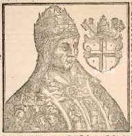 PAPST: Felix V. (Amadeus VIII., Herzog von Savoyen), 1383 - 1451, Chambery, Genua, Regent in Savoyen 1391–1434. Ältester Sohn von Graf Amadeus VII. (1360–1391) u. Bonne de Berry (1362–1435); vermählt 1401 mit Marie de Bourgogne (1380–1422). –  1416 erster Herzog von Savoyen, erbt 1418 Piemont. – Vom Konzil in Baseler 1439 zum Papst erwählt, als Felix V. gekrönt. Letzter Gegenpapst, seine Würde 1449 niedergelegt. Kardinal u. Bischof von Sabina. – Stifter des Ritterordens des hl.Mauritius. [–> SAVOYEN: Amedeo VIII., Portrait, BUCHHOLZSCHNITT:, ohne Adresse, 16. Jh.