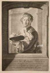 Marees, Georg de, 1667 - 1776, Stockholm, München, Schwedischer Porträtmaler, kurbayrischer Hofmaler., Portrait, SCHABKUNST:, Se ipse pinx. –  J. Jac. Haid sc.