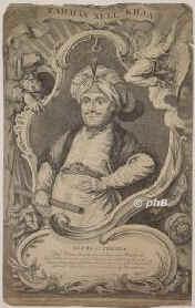 PERSIEN: Nadir (Thamas Kuli Khan), Schah von Persien, 1688 - 1747, Chorasam, [ermordet], Regent seit 1732 fr den unmndigen Abbas III., 1736-47 Throninhaber. Dynastie der Afsariden. Sohn eines turkmenischen Militrs. Bekriegte die Trken und Russen, die er schlug, eroberte Dehli 1738, brachte den Pfauenthron nach Persien., Portrait, KUPFERSTICH:, Drawn from the life... by a private Centinel, and brought over to England... Engrav'd with [ th ]y additional Decorations [ ... ]