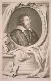 Howard, Thomas, 2.Earl of  Arundel (1604 Earl of Surrey, 1644 1.Earl of Norfolk), 1585 - 1646, Finchingfield, Padua, Englischer Staatsmann, 1621 Lordmarschall, Gesandter in Deutschland, verlie 1642 England wegen des Brgerkrieges und lebte in Padua.  Bedeutendster engl. Kunst und Antikensammler des 17.Jh., legte eine der ersten Sammlungen altgriech. Kunstdenkmler an, nach ihm benannt die Arundel Society in London., Portrait, KUPFERSTICH / RADIERUNG:, Rubens pinx.   J. Houbraken sc. 1743.