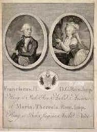 DEUTSCHES REICH, Hl.RÖM.: Franz II., röm.-deutscher Kaiser (ab 1806 als Franz I. Kaiser von Österreich), 1768 - 1835, Florenz, Wien, Regent 1792–1806, Dynastie Lothringen–Habsburg. Ältester Sohn von Kaiser Leopold II. (1747–1792) u. Maria Luisa von Spanien (1745–1792), Tochter von König Karl III.; vermählt 1) 1788 mit Elisabeth Wilhelmine von Württemberg (1767–1790); 2) 1790 mit Maria Theresia von Bourbon–Beide Sizilien (1772–1807), die Mutter aller seiner Kinder; 3) 1808 mit Maria Ludovica von Österreich–Este (1787–1816); 4) 1816 mit Karoline Auguste von Bayern (1792–1873).– Vater von Napoleons zweiter Gemahlin Marie Louise (1791–1847), von Kaiser Ferdinand I. (1793–1875) u. Erzherzog Franz Carl (1802–1878). – Nannte sich seit 1804 (als Reaktion auf die Kaiserkrönung Napoleons) 