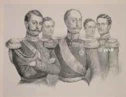 RUSSLAND: Konstantin Nikolajewitsch, Grofrst von Ruland, 1827 - 1892, St. Petersburg, Pavlovsk, Zweiter Sohn von Kaiser Nikolaus I. Pawlowitsch (17961855) u. Charlotte von Preuen [russ. Alexandra Feodorovna] (17981860), lteste Tochter von Knig Friedrich Wilhelm III.; vermhlt 1848 mit Prinzessin Alexandra von SachsenAltenburg (18301911), Tochter von Herzog Joseph von S.-Altenburg (17891868).  Oberberbefehlshaber der Marine, 1862 Statthalter in Polen, 1881 wegen nihilistischer Umtriebe verbannt., Portrait, LITHOGRAPHIE:, ohne Adresse, um 1850