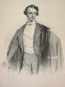 Russel, Odo William Leopold, 1881 1st Baron Ampthill, 1829 - 1884, Florenz, Potsdam, Britischer Diplomat, 1849 Attach in Wien, spter in Paris, Konstantinopel, Washington, Florenz, Vertreter Englands bei der ppstlichen Kurie, 187184 Botschafter in Berlin.  Autographensammler. [Ampthill, Baron > Russell, Odo], Portrait, LITHOGRAPHIE:, Kriehuber lith.  [1]846.