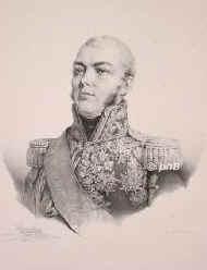 Macdonald, tienne-Jacques-Joseph-Alexandre, (1809) duc de Tarente, 1765 - 1840, Sedan, Courcelles (Loiret), Franzsischer Militr (irischschottischer Abstammung) der Revolutions und napoleonischen Zeit. 1803 Gesandter in Kopenhagen. 1809 Sieger bei Wagram, 1811 bei Riga u. Knigsberg, 1813 bei Merseburg, Ltzen, Bautzen, Leipzig, Hanau, Kln.  Marschall und Herzog., Portrait, LITHOGRAPHIE:, H. Grevedon 1825 [del.]  Imp. Litho de M.elle Formentin.