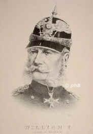 BRANDENBURG-PREUSSEN: Wilhelm I., Knig von Preuen u. Deutscher Kaiser, 1797 - 1888, Berlin, Berlin, Regent 186188. Zweiter Sohn von Knig Friedrich Wilhelm III. (17701840) u. Luise von MecklenburgStrelitz (17761810); vermhlt 1829 mit Auguste von SachsenWeimar (18111890).  Jngerer Bruder von Knig Friedrich Wilhelm IV. (17951861), dem er nachfolgt u. fr den er seit 1858 die Regentschaft fhrte. Berief Bismarck 1862 zum preu. Ministerprsidenten. 1871 in Versailles zum ersten Deutschen Kaiser proklamiert., Portrait, LITHOGRAPHIE:, Monogrammiert: 