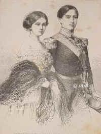 PORTUGAL: Stephanie, Knigin von Portugal, geb. Prinzessin von Hohenzollern-Sigmaringen, 1837 - 1859, Krauchenwies bei Dresden, Lissabon, Tochter von Frst Karl Anton (18111885) u. Josefine von Baden (18131900); vermhlt 1858 mit Knig Peter (Pedro) V. von Portugal (18371861), Sohn von Ferdinand von SachsenCoburgGotha. Keine Kinder., Portrait, HOLZSTICH:, ohne Knstleradresse [um 1858]