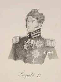 SACHSEN: Leopold Georg Christian Friedrich, Prinz von Sachsen-Coburg-Gotha, 1831 als Lopold I. Knig der Belgier, 1790 - 1865, Coburg, Laeken bei Brssel, Dritter Sohn von Herzog Franz von SachsenCoburgSaalfeld (17501806), aus 2.Ehe mit Auguste Grfin von Reu (17571831); vermhlt 1) 1816 mit Charlotte von Grobritannien, Irland u. Hannover  (17961817), Tochter von Knig Georg IV.; 2) 1832 mit Louise Marie d'Orlans (18121850), Tochter von Knig LouisPhilippe von Frankreich.  Lehnte 1830 seine Wahl zum Frsten von Griechenland ab, 1831 erster Knig der Belgier. [> BELGIEN:, Portrait, AQUATINTA:, F. Boye sc. [um 1831]