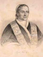 PAPST: Pius IX. (Giovanni Maria conte Mastai-Ferretti), , 1792 - 1878, Senigallia, Rom, Regent 184678. Erzbischof von Spoleto 1827, Bischof von Imola 1832, Kardinal 1840.  1870 Verkndigung des Unfehlbarkeitsdogmas, 20.9.1870 Ende der weltlichen Herrschaft des Papsttums., Portrait, STAHLSTICH:, bez.: 