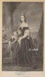 NASSAU-ORANIEN: Sophie, Königin der Niederlande, geb. Prinzessin von Württemberg, 1818 - 1877, Stuttgart, Den Haag, Tochter von König Wilhelm I. von Württemberg (1781–1864) aus 2.Ehe mit Katharina von Russland (1788–1819), Tochter von Zar Paul I.; vermählt 1839 mit dem späteren König Wilhelm III. der Niederlande (1817–1890)., Portrait, STAHLSTICH:, N. de Keyser pinx. – Joh. de Mare sc.