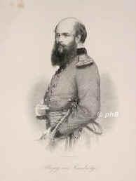 ENGLAND: George William Frederick, Herzog von Cambridge, 1819 - 1904, Hannover, Gloucester House, Sohn von Knig Georgs III. jngstem Sohn Adolphus Frederick (17741850) u. Auguste von HessenKassel (17971889); 1847 morganat. vermhlt mit Louise Fairbrother, bek. als Mrs. Fitzgeorge (18161890).  Oberbefehlshaber des britischen Heeres (schaffte die Prgelstrafe ab), hannoverscher General., Portrait, STAHLSTICH:, A. Weger sc.