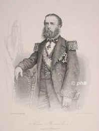 MEXIKO: Maximilian, Erzherzog von sterreich, 1864 Kaiser von Mexiko, 1832 - 1867, Wien, Queretaro  [ermordet], Regent 186467. Zweiter Sohn von Erzherzog Franz Karl (18021878) u. Sophie von Bayern (18051872), Tochter von Knig Maximilian I. Joseph; vermhlt 1857 mit Charlotte von Belgien (18401927), Tochter von Knig Leopold I.  Jngerer Bruder des Kaisers Franz Joseph von sterreich (18301916).  Reiseschriftsteller., Portrait, STAHLSTICH:, Nach einer Photographie.  Weger sc.