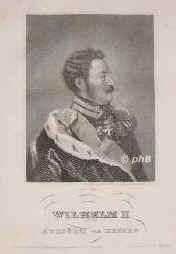 HESSEN: Wilhelm II., Kurfrst von Hessen, 1777 - 1847, Hanau, Frankfurt am Main, Regent 182147. ltester (2.) Sohn u. Nachfolger von Landgraf Wilhelm IX. (seit 1803 Kurfrst Wilhelm I.) von HessenKassel (17431821) u. Caroline von Dnemark (17471820); vermhlt 1) 1797 mit Augusta von Preuen (17801841), Schwester von Knig Friedrich Wilhelm III.; 2) (morganat.) 1841 mit Emilie Ortlpp, cr 1821 Grfin von ReichenbachLessonitz (17911843); 3) (motganat.) 1843 Carolina Frstin von Berlepsch, cr Freifrau (1844: Grfin) von Bergen (18201877).  Regiert ab 1831 unter Mitregentschaft seines Sohnes Friedrich Wilhelm (18021875)., Portrait, STAHLSTICH:, Fr[anz] Xa[ver] Eissner u. Fr[anz Xaver] Stber sc.