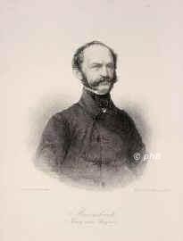 BAYERN: Maximilian II., Knig von Bayern, 1811 - 1864, Mnchen, Mnchen, Regent 184864. ltester Sohn u. Nachfolger von Knig Ludwig I. (17861868) u. Therese von SachsenAltenburg (17921854); vermhlt 1842 mit Prinzessin Marie von Preuen (18251889), jngste Tochter von Prinz Wilhelm von Preuen (17831851) [Sohn von Knig Friedrich Wilhelm II. und jngster Bruder von Knig Friedrich Wilhelm III.]   Wissenschaftsfrderer.  Vater von Knig Ludwig II. von Bayern und Bruder von Knig Otto von Griechenland., Portrait, STAHLSTICH:, Weger sc. [um 1860]