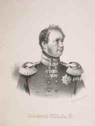 BRANDENBURG-PREUSSEN: Friedrich Wilhelm IV., Knig von Preuen, 1795 - 1861, Berlin, Sanssouci bei Potsdam, Regent 184061. ltester Sohn u. Nachfolger von Knig Friedrich Wilhelm III. (17701840) u. Luise von MecklenburgStrelitz (17761810); vermhlt 1823 mit Elisabeth von Bayern (18011873).  Trat 1858 wegen geistiger Umnachtung die Regierung an seinen jngeren Bruder Wilhelm [I.] ab., Portrait, LITHOGRAPHIE:, Lith.Anst.v. E. Sanne in Stettin.